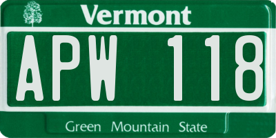 VT license plate APW118