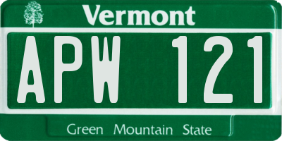 VT license plate APW121