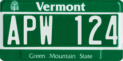 VT license plate APW124