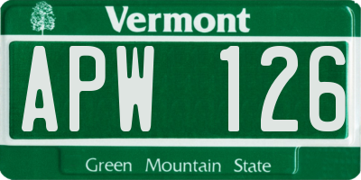 VT license plate APW126