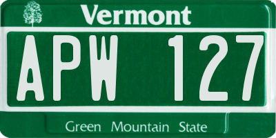 VT license plate APW127