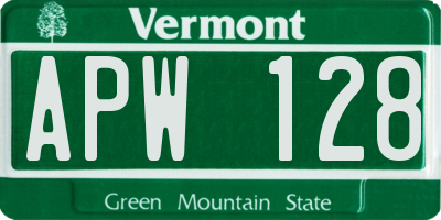VT license plate APW128