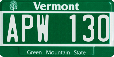 VT license plate APW130