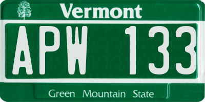 VT license plate APW133