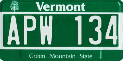 VT license plate APW134