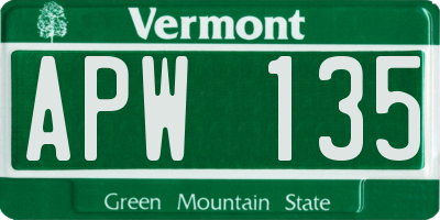 VT license plate APW135