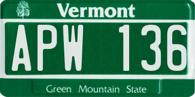 VT license plate APW136