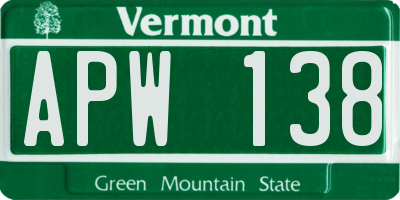 VT license plate APW138