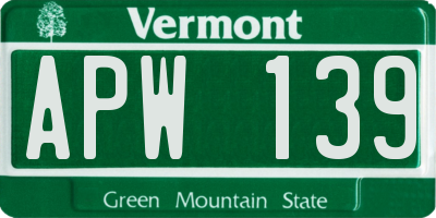 VT license plate APW139
