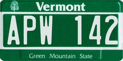 VT license plate APW142