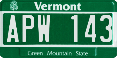 VT license plate APW143