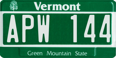 VT license plate APW144