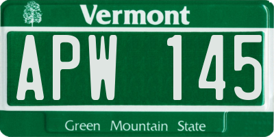 VT license plate APW145