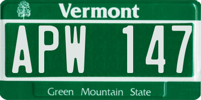VT license plate APW147
