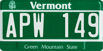 VT license plate APW149