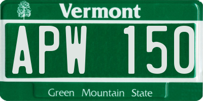 VT license plate APW150