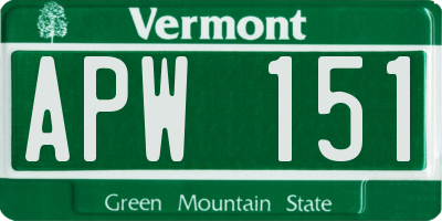 VT license plate APW151