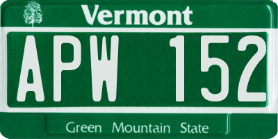 VT license plate APW152