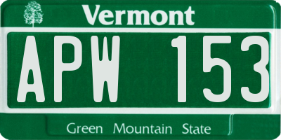 VT license plate APW153