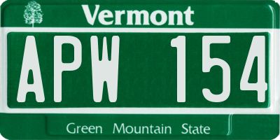 VT license plate APW154