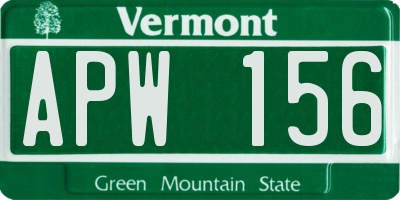 VT license plate APW156