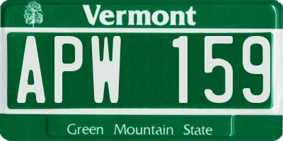 VT license plate APW159