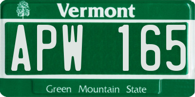 VT license plate APW165