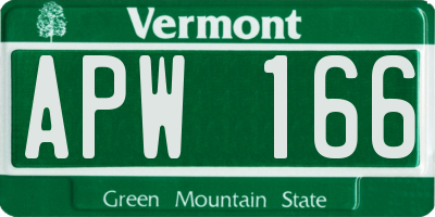 VT license plate APW166