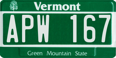VT license plate APW167