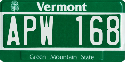 VT license plate APW168