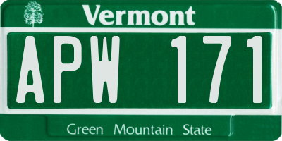 VT license plate APW171