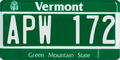 VT license plate APW172