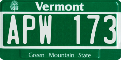 VT license plate APW173