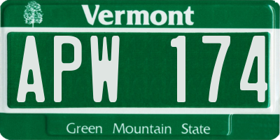 VT license plate APW174