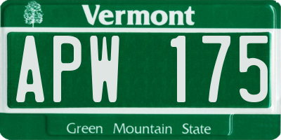 VT license plate APW175