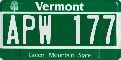VT license plate APW177