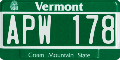 VT license plate APW178