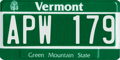 VT license plate APW179