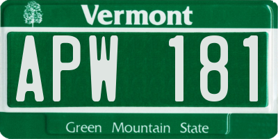 VT license plate APW181