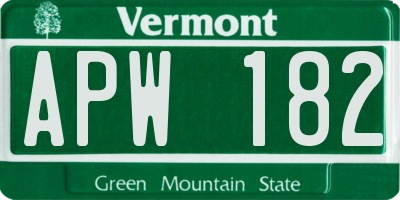 VT license plate APW182