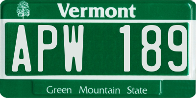 VT license plate APW189