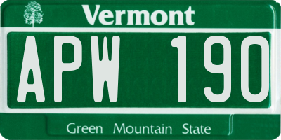 VT license plate APW190