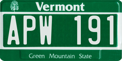 VT license plate APW191