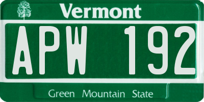 VT license plate APW192