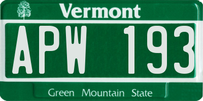 VT license plate APW193