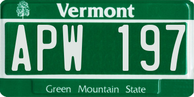 VT license plate APW197