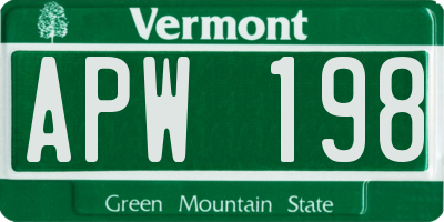 VT license plate APW198