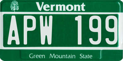 VT license plate APW199