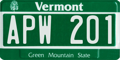 VT license plate APW201