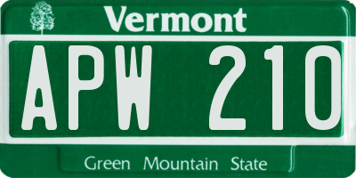 VT license plate APW210